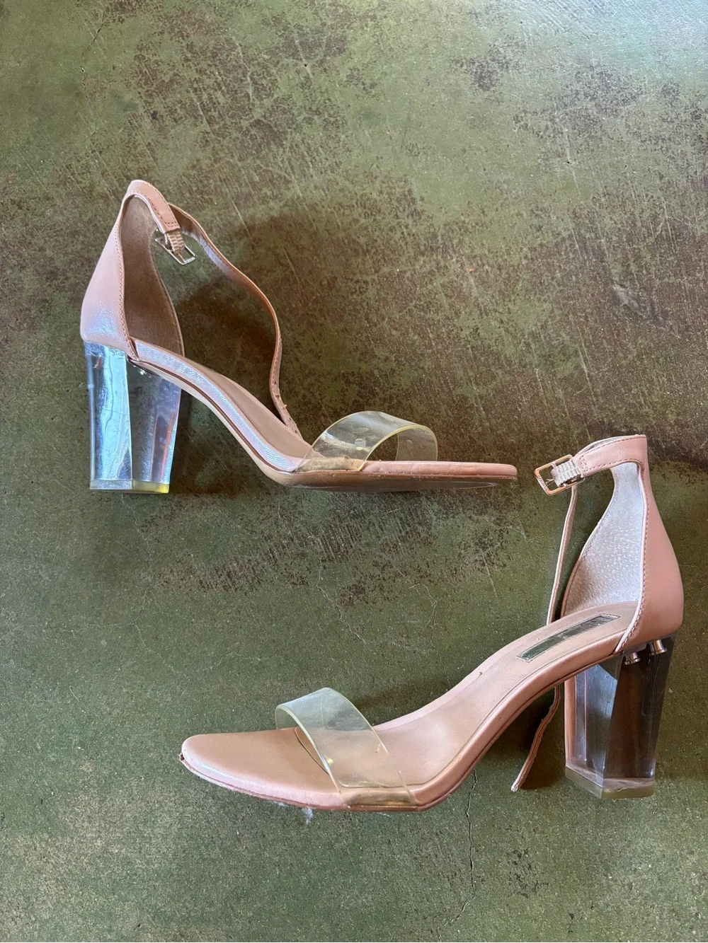 Women's Nude Ankle-Strap Heeled Sandals